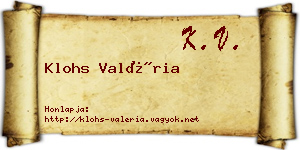 Klohs Valéria névjegykártya