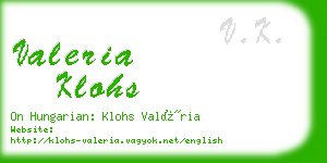 valeria klohs business card
